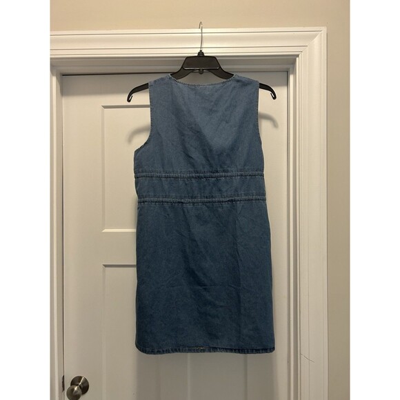 Denim Utility Sleeveless Shirt dress Size XL Medium Blue Wash Concert Festival - Picture 5 of 7